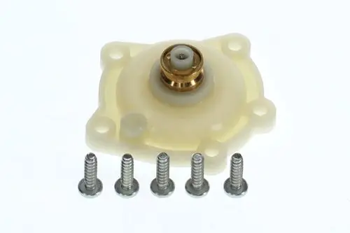 Deckel mit rundem Zentrum und Schraublöchern, umgeben von vier Schrauben. Produkt von Bosch, geeignet für Anwendungen mit ovalen Membranen.